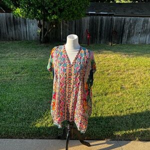 Preowned Silk Johnny Was V-neck Blouse Size S